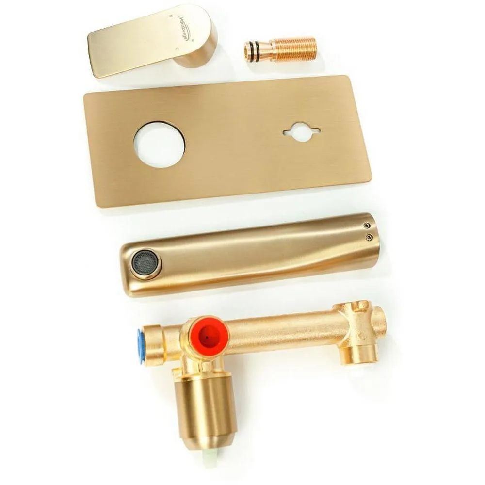 Смеситель для раковины встраиваемый Hansberge H699MG, матовое золото