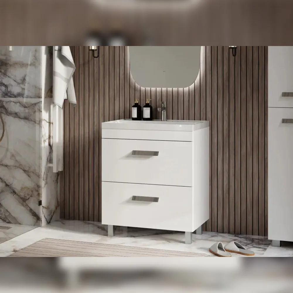 Тумба с раковиной напольная Velvex Orlando tn.ORL.CLA.70.2Y белый матовый, 70 см