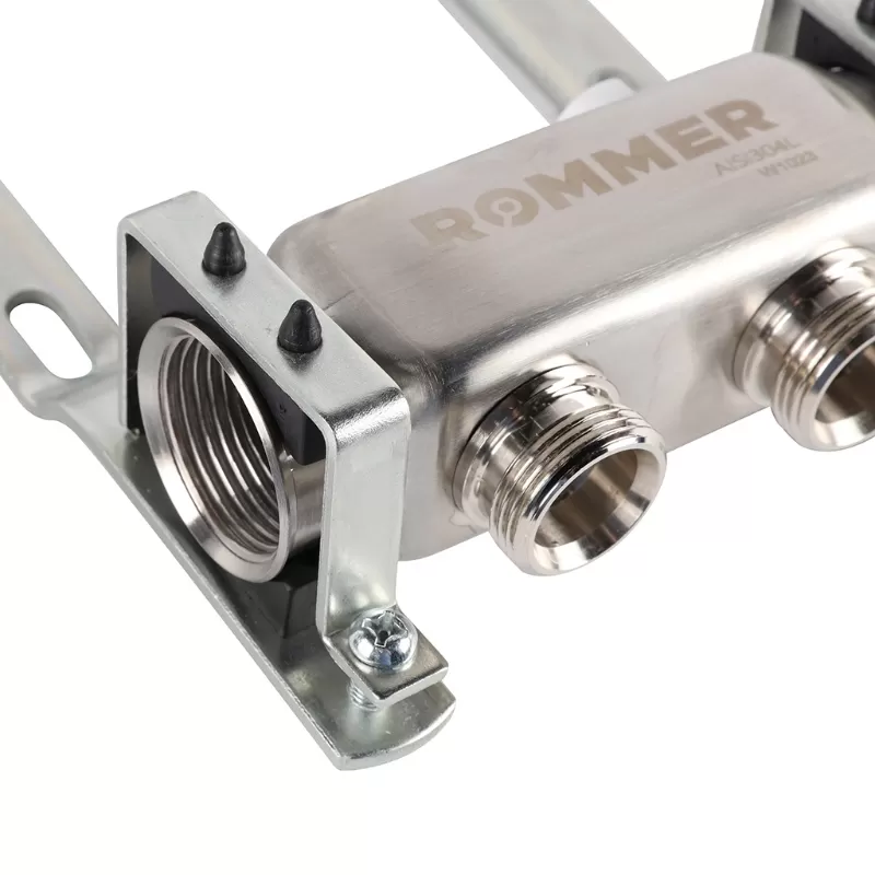 Коллектор Rommer 1"x3/4" на 2 контура для радиаторной разводки (нерж. сталь) (RMS-4401-000002)
