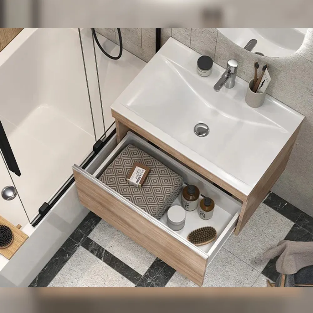 Тумба с раковиной подвесная Velvex Pulsus tp.PUL.PUL.70.1Y дуб сонома, 70 см