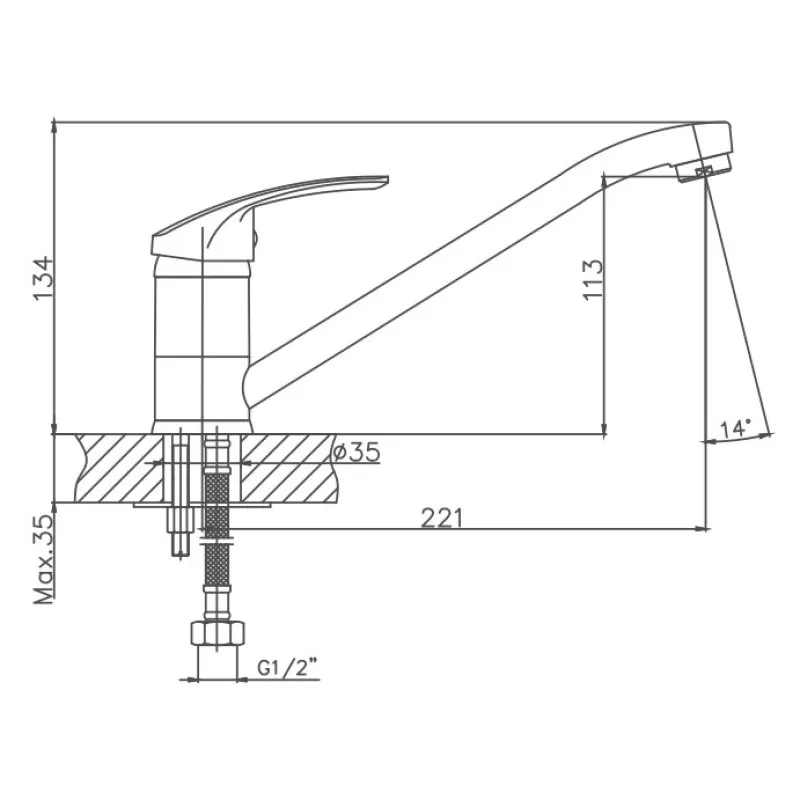 Смеситель для кухни Cron CN4239, хром
