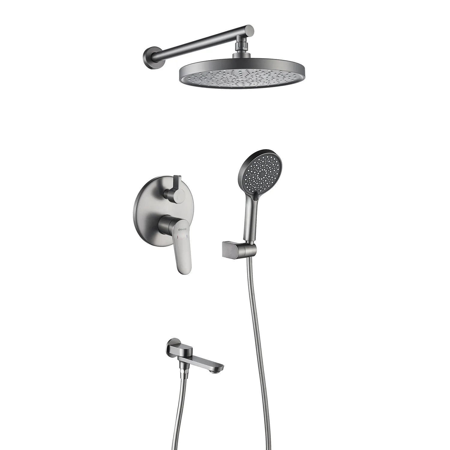 Душевая система встраиваемая Shevanik S4335T, оружейная сталь