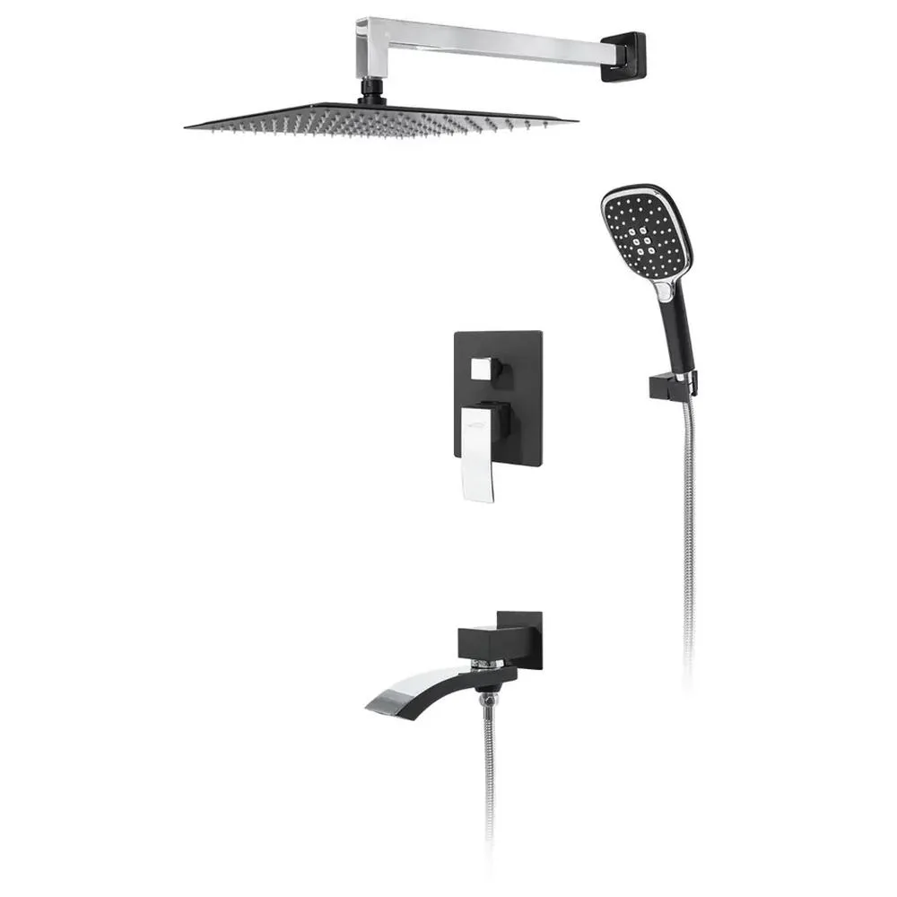 Душевая система встраиваемая Hansberge H6077BC, черный/хром