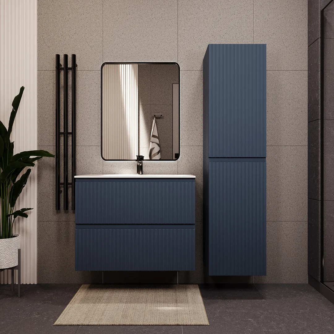 Тумба с раковиной подвесная (80см) Terminus Vatikan VAT10802703101O, серый шёлк