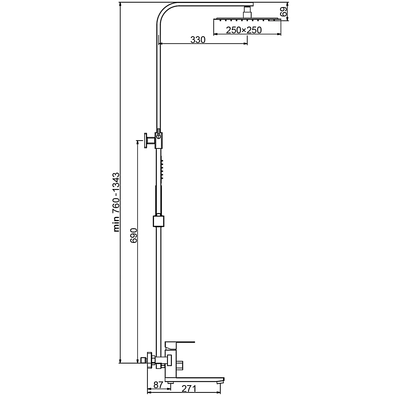 Душевая система FRAP F24802-6, черный