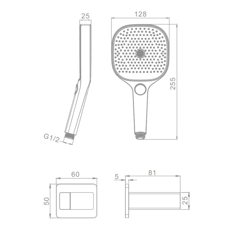 Лейка для душа с держателем и шлангом Raglo R476.41, хром