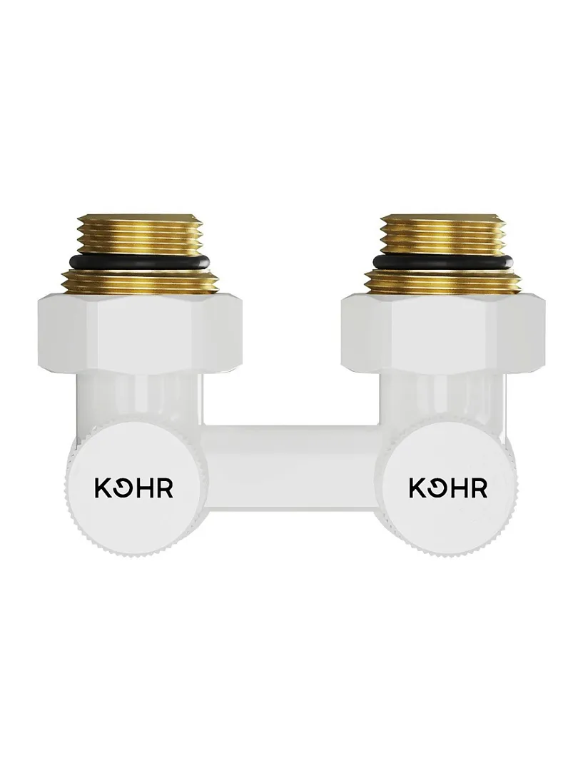 Узел нижнего подключения Kohr 1/2"x3/4" угловой, белый (LC 02025W)