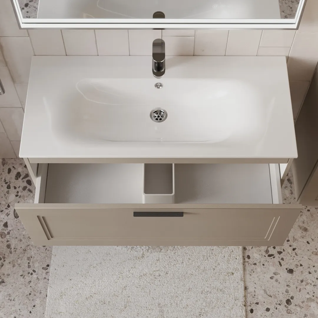 Тумба с раковиной подвесная (100см) Terminus Classik CLA101001200501O, капучино