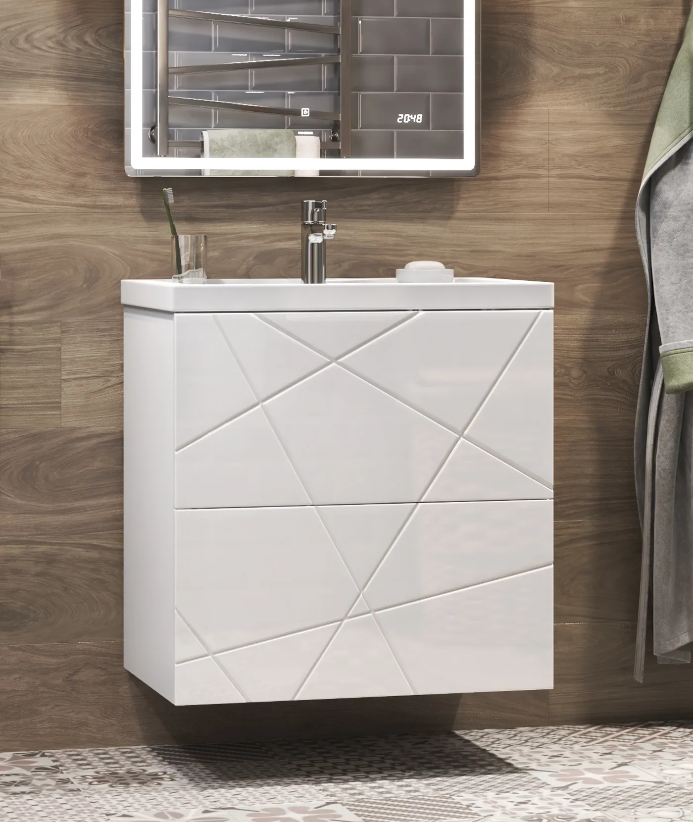 Тумба с раковиной напольная VIGO Geometry tn.bsf.GEO.FOS.60.2Y, 60 см