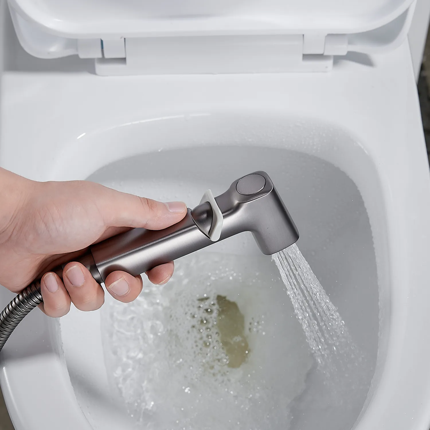 Гигиенический душ со смесителем Shevanik S9905T, оружейная сталь