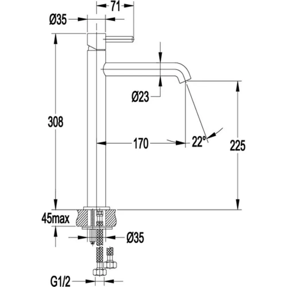 Смеситель для раковины высокий Hansberge H2031BR, бронза