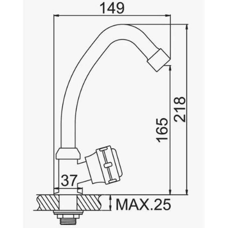 Кран на одну воду D-Lin D151911-2, хром