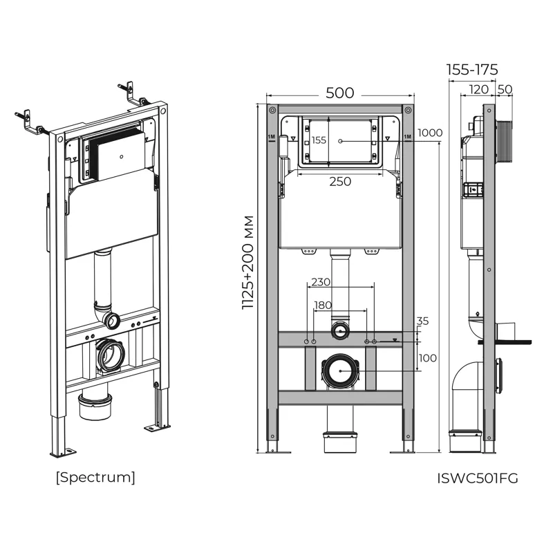 Инсталляция для подвесного унитаза Knotlor ISWC501FG, бирюзовый