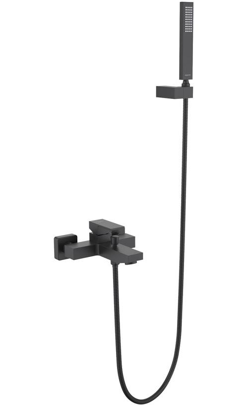 Смеситель для ванны AQUATEK ЛИБРА, с душевым набором, матовый черный AQ1649MB