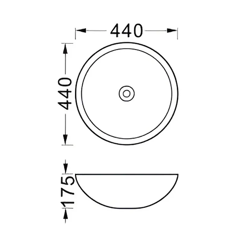 AQ5354-MB раковина 440*440*175 для установки на столешницу, матовый черный