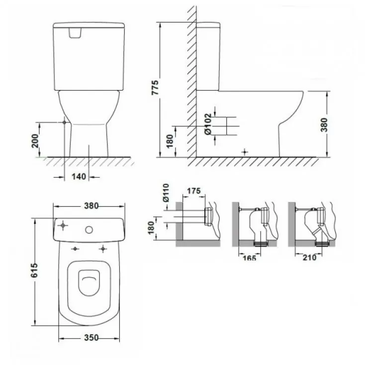 25541 (72598) (25581) SMART бачок с крышкой, двойным механизмом слива. Задний левый подвод воды