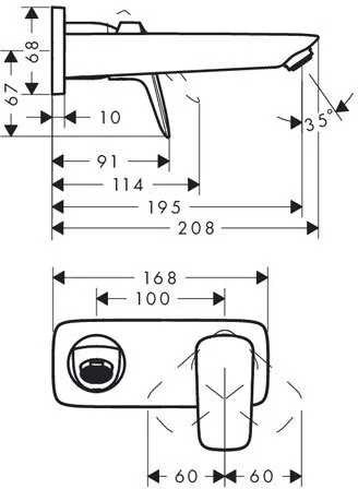 71220000S Set HG Logis смеситель для раковины из стены (71220000+13622180)