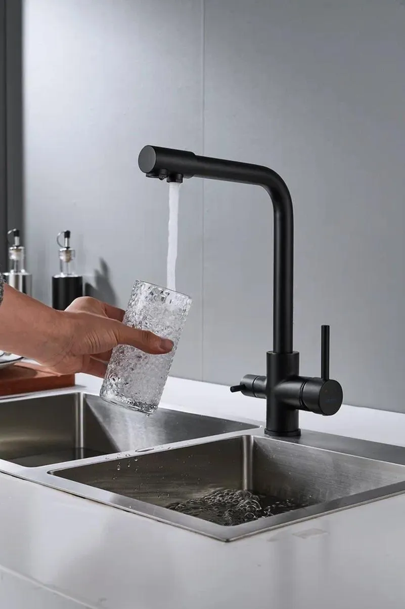 Смеситель для кухни с подключением фильтра Shevanik S328H, черный