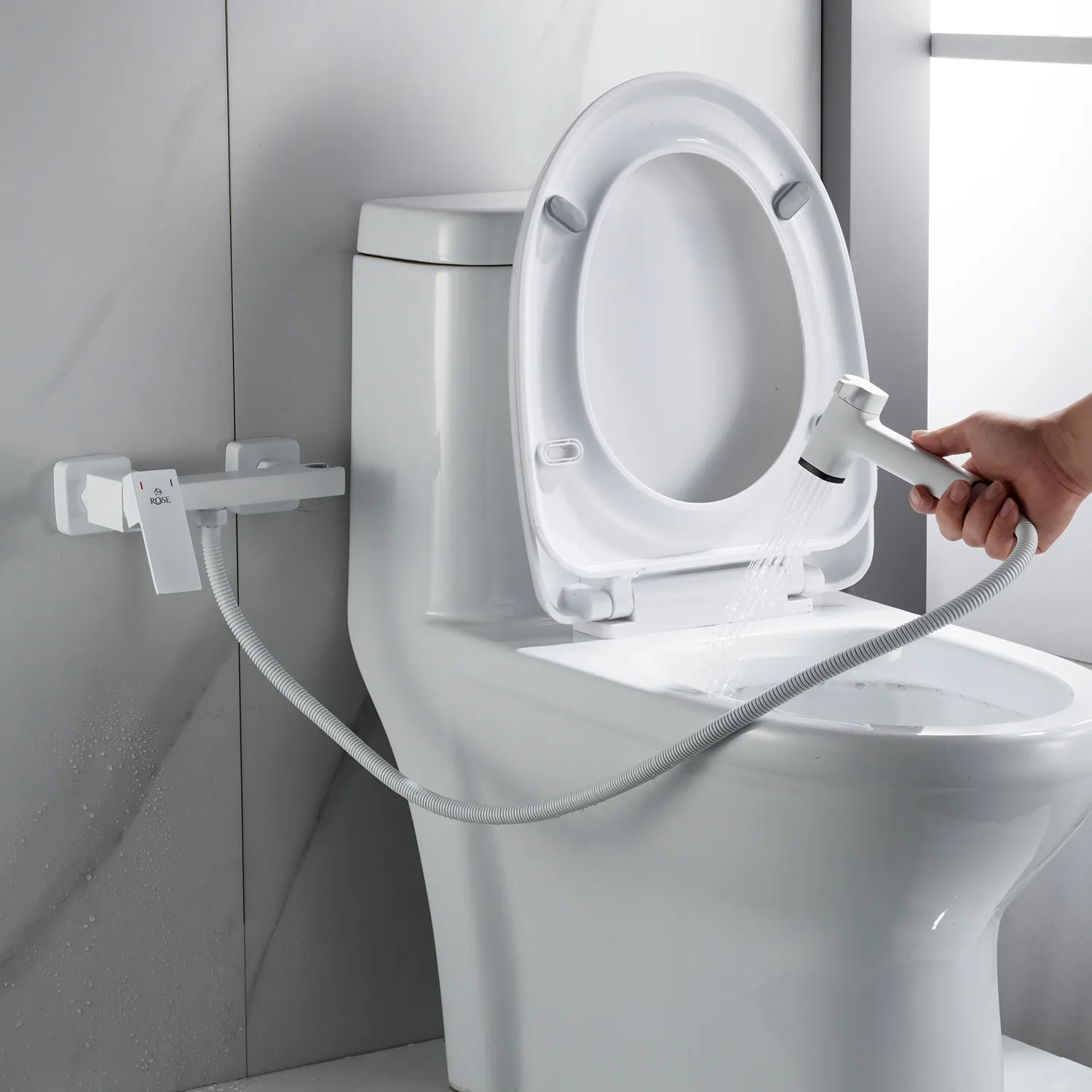 Гигиенический душ со смесителем Rose R2805C-1, белый