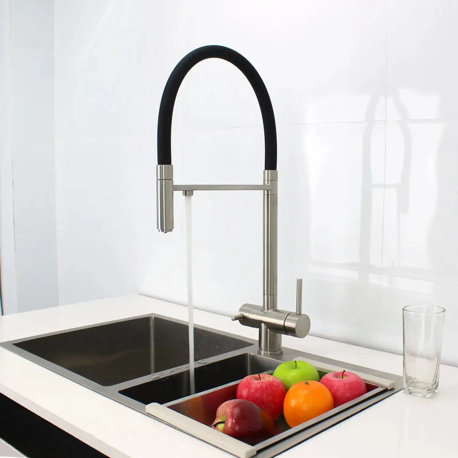 Смеситель для кухни с гибким изливом и подключением фильтра Maretti Calabria S CAS31RGF19, сатин