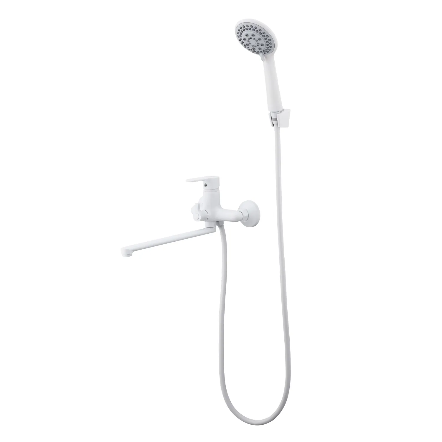 Смеситель Prohanss для ванны и душа универсальный поворотный излив 30 см, белый (P64.22.08)