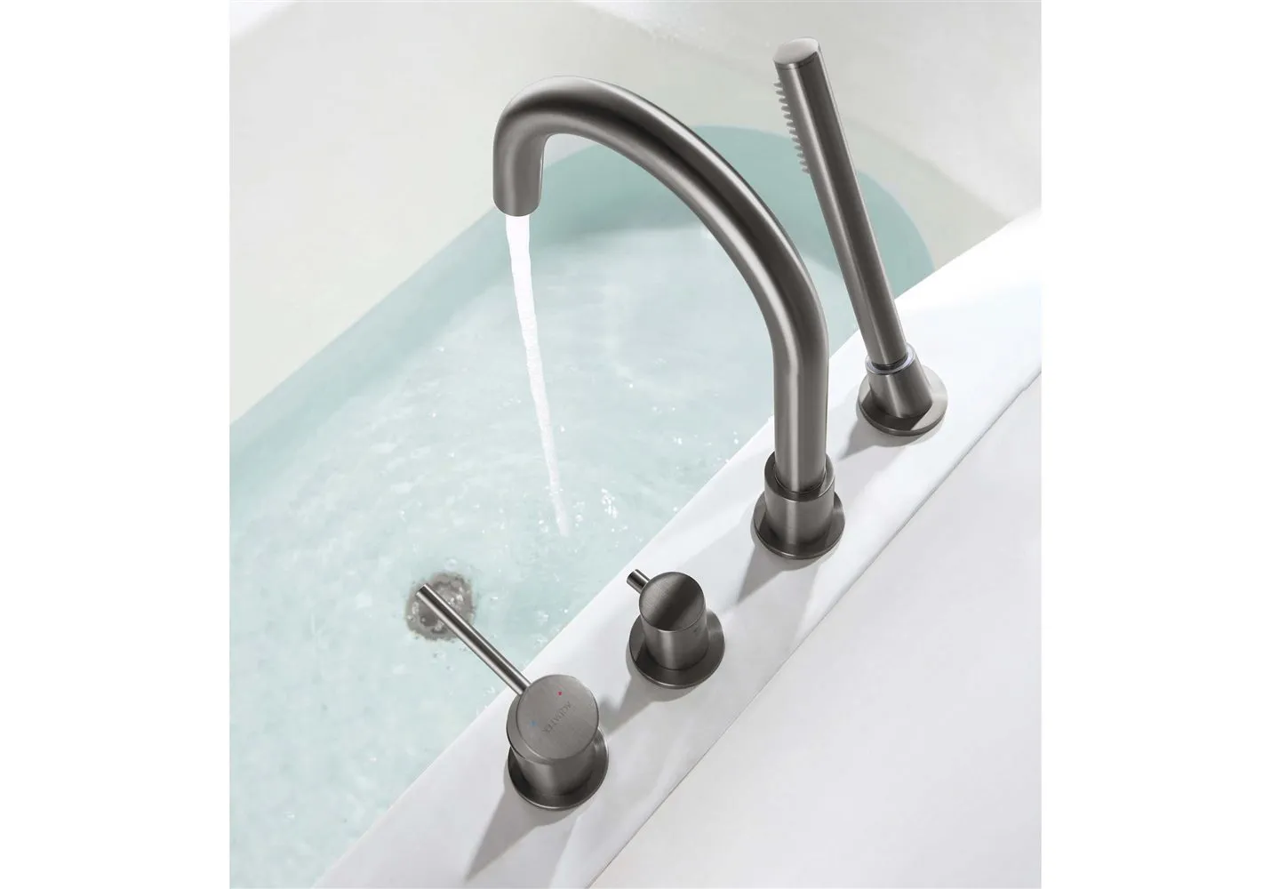 AQ1348BGM ЕВРОПА смеситель на борт ванны на 4 отв., шлиф. черный хром