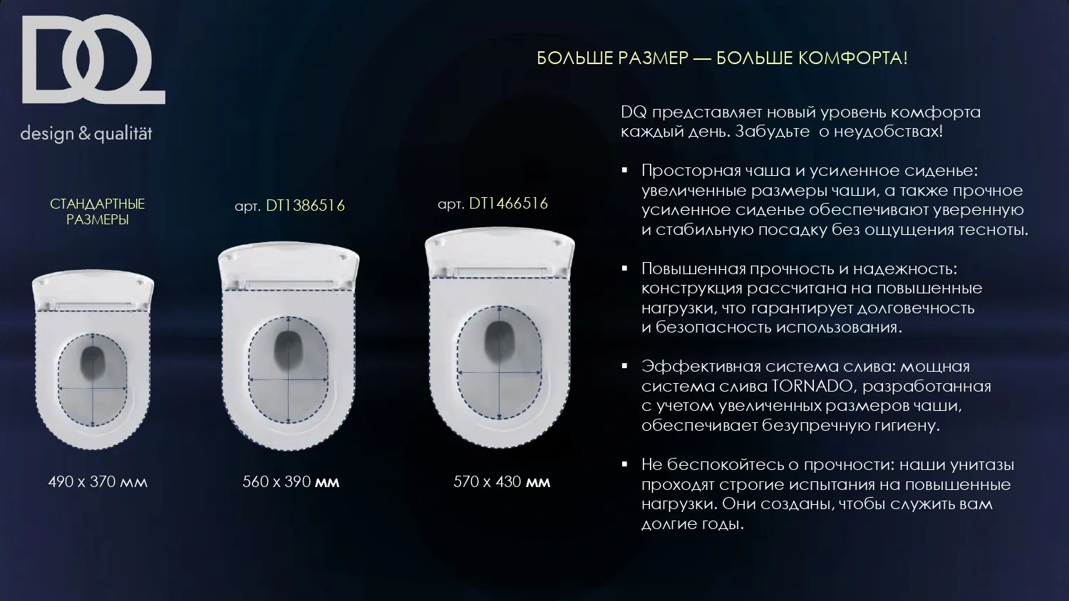 Унитаз подвесной безободковый (торнадо) DQ Schille 570*430*360мм, сиденье микролифт, белы (DT1466516)