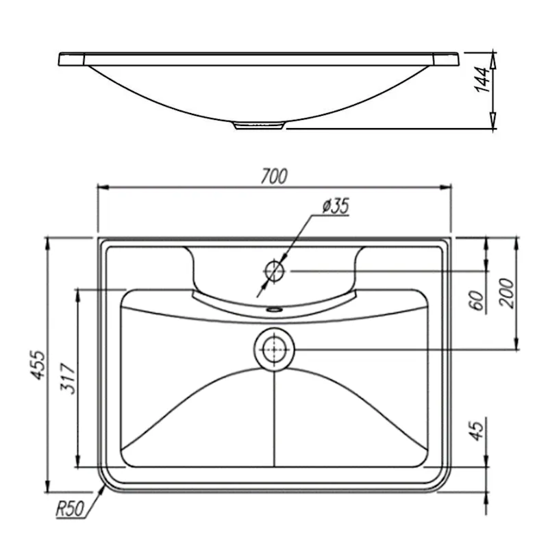Раковина Florentina Аллегро 70 см 10.020.00700.302, антрацит