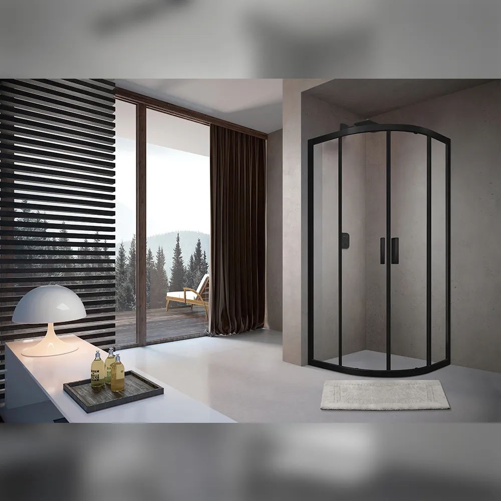 Душевой уголок Terminus Соренто четверть круга 100х100х200, черный