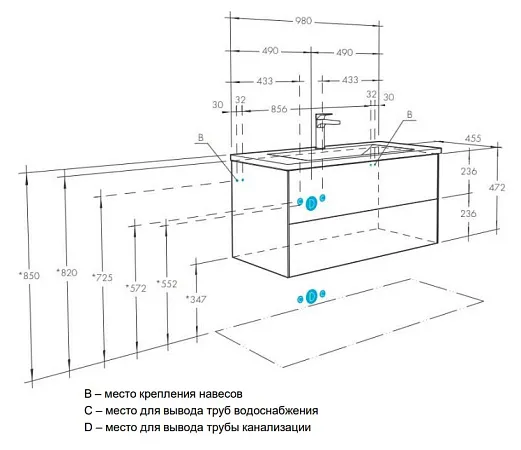 1A2582K2AJ010 Набор AQUATON: 1A258201AJ010 Тумба-умывальник Сохо 100 Белый глянец/ 1WH501627 РаковинаЭлина 100