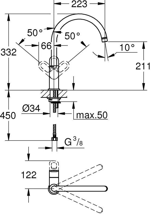 Смеситель для кухни GROHE BauLoop стандартный, хром (арт. 31368001)