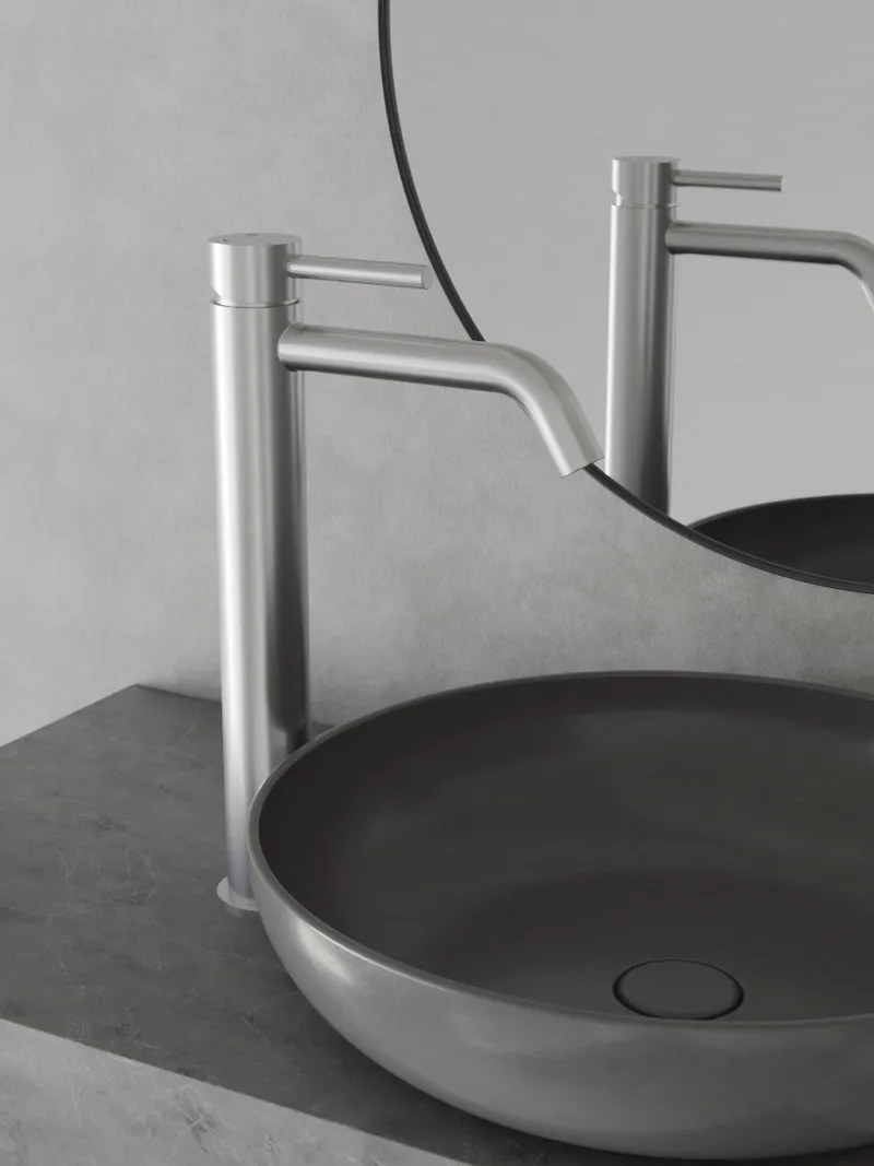 Смеситель для раковины высокий Knotlor SS-21, сатин