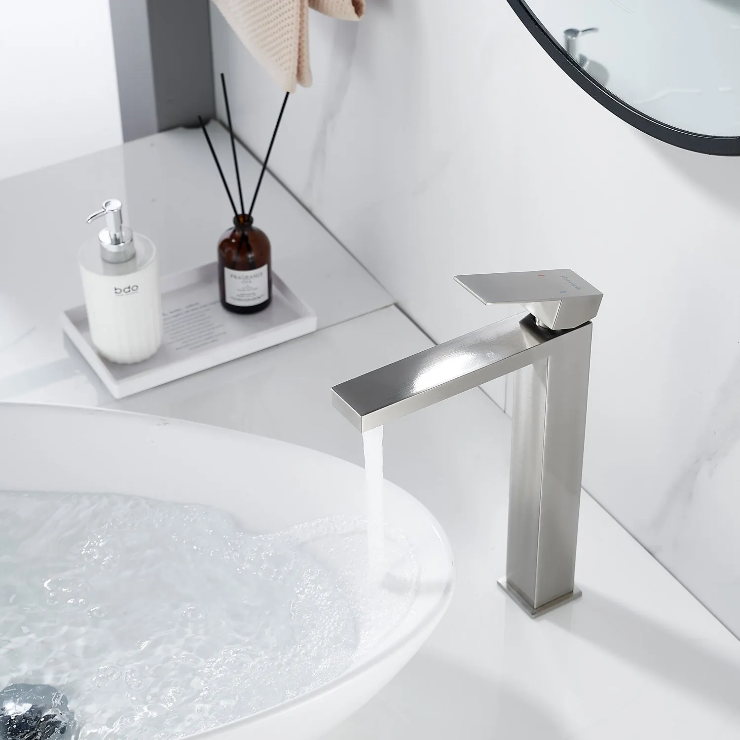 Смеситель для раковины высокий Shevanik S7011L, сатин