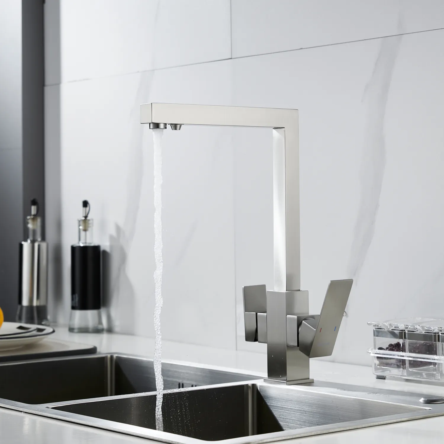 Смеситель для кухни с подключением фильтра Shevanik S148L, сатин