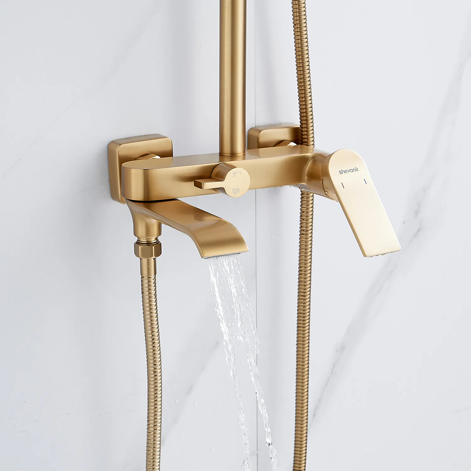Душевая система Shevanik S4136G, золотой сатин
