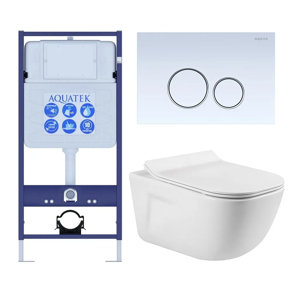 SET AQUATEK ДИВА-015 4в1 (рама AQUATEK Standard INS-0000012+ кркпеж KKI-0000002+клавиша KDI-0000015+унитаз ДИВА AQ2012-00 с тонким сиденьем soft-close