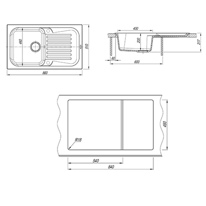 Кухонная мойка Florentina АРОНА 20.225.D0860.307, серый шёлк