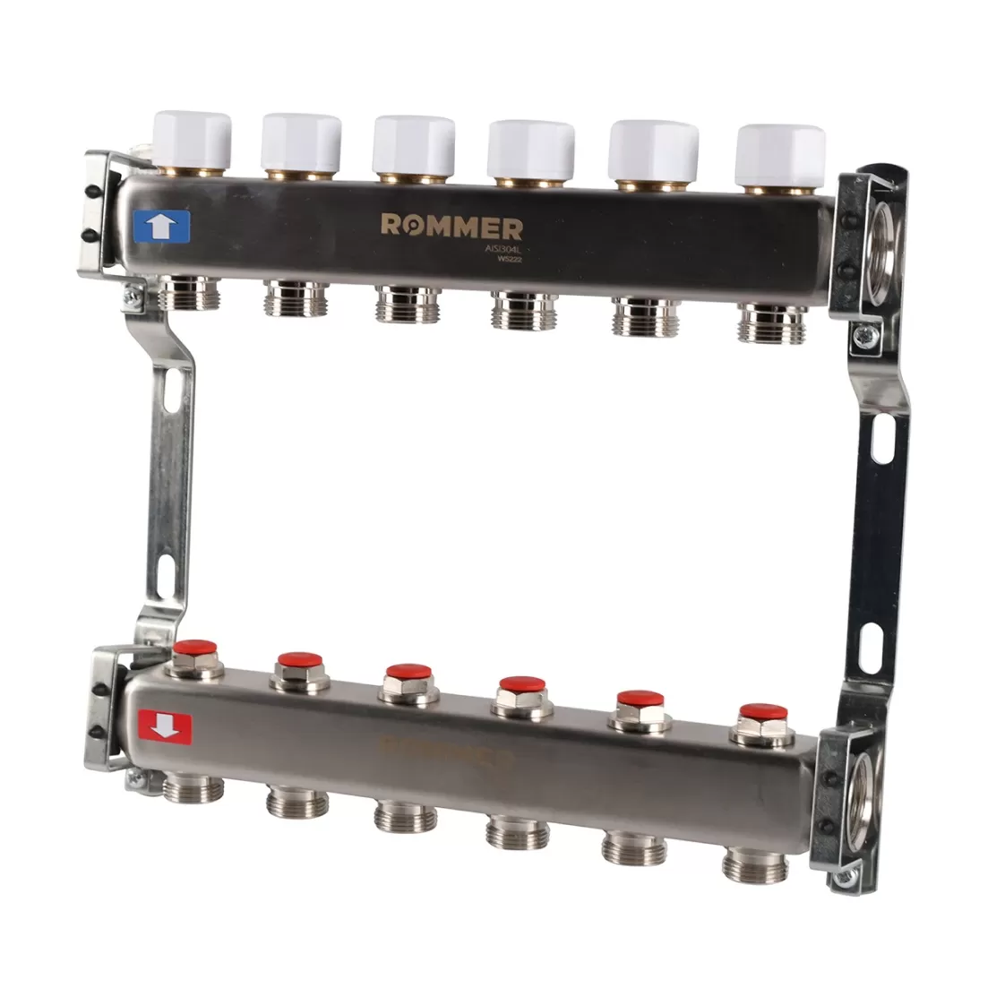 Коллекторы Rommer RMS-3200 с запорными клапанами из нержавеющей стали