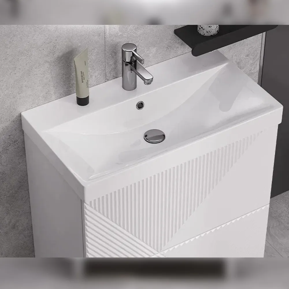 Тумба с раковиной напольная Velvex Edge tn.EDG.9696.70.2Y белый глянец, 70 см