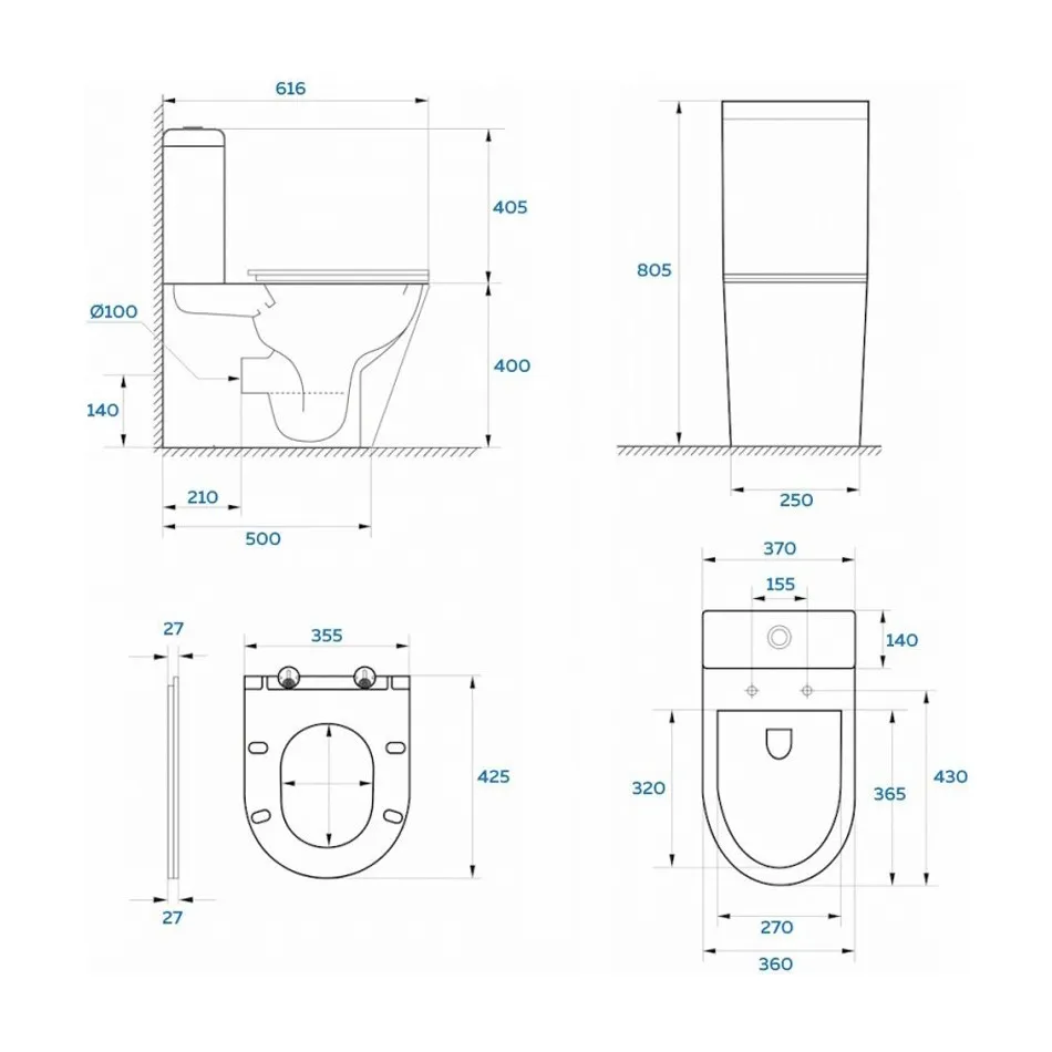 Унитаз напольный WesnaArt KUBUS 103-KUB13, белый
