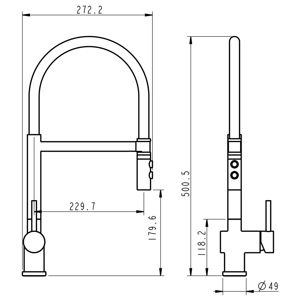 Смеситель для кухни с гибким изливом и режимом душ Fmark FS0252Q-06, графит