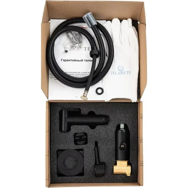 Гигиенический душ со смесителем встраиваемый FILARETE Roun FL100BL, черный