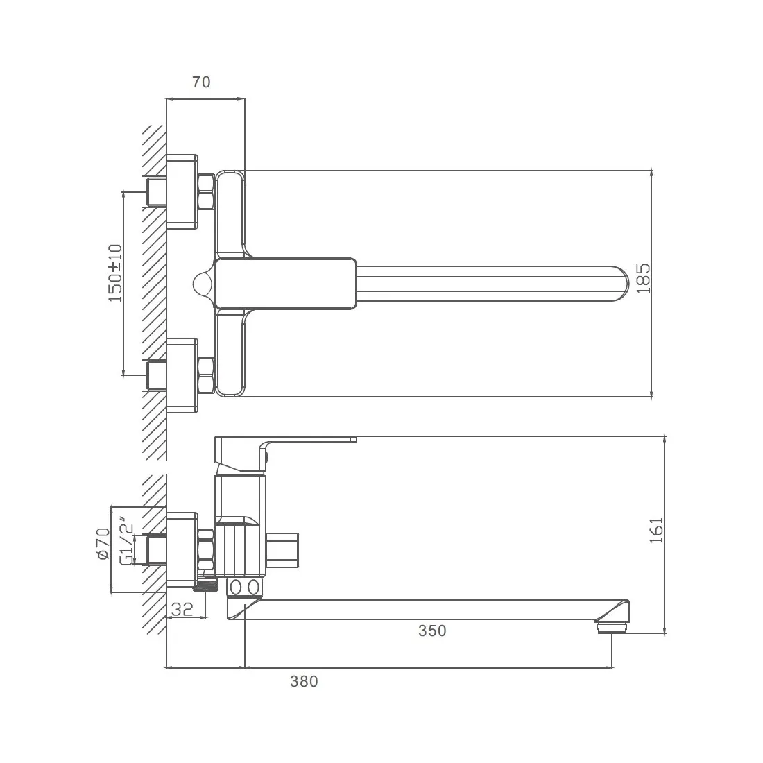 Смеситель для ванны D-Lin D147369, хром