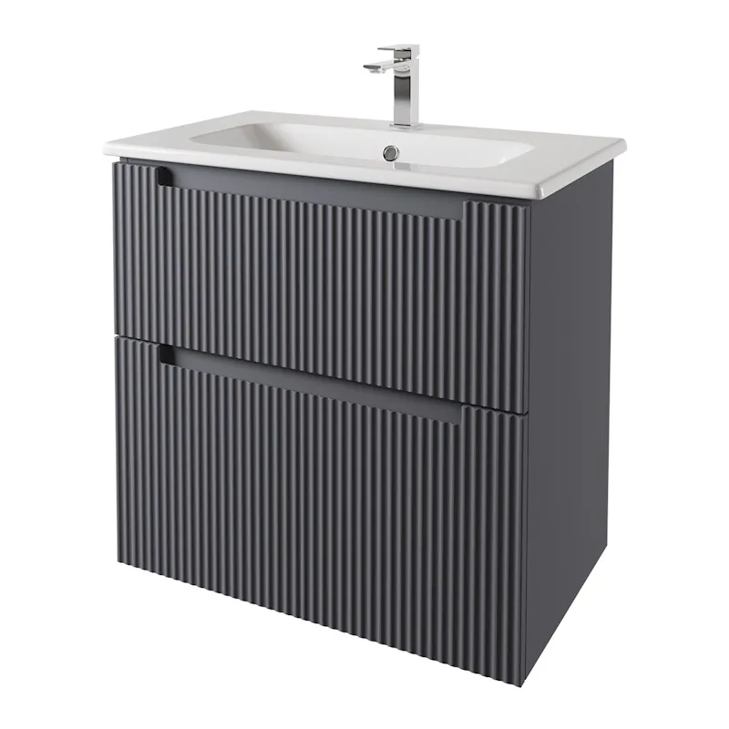 Тумба с раковиной подвесная Dreja Euphoria 80 см, серый базальт