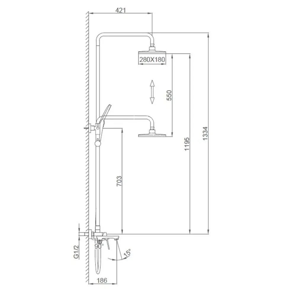 Душевая система FRAP F2486-9, оружейная сталь
