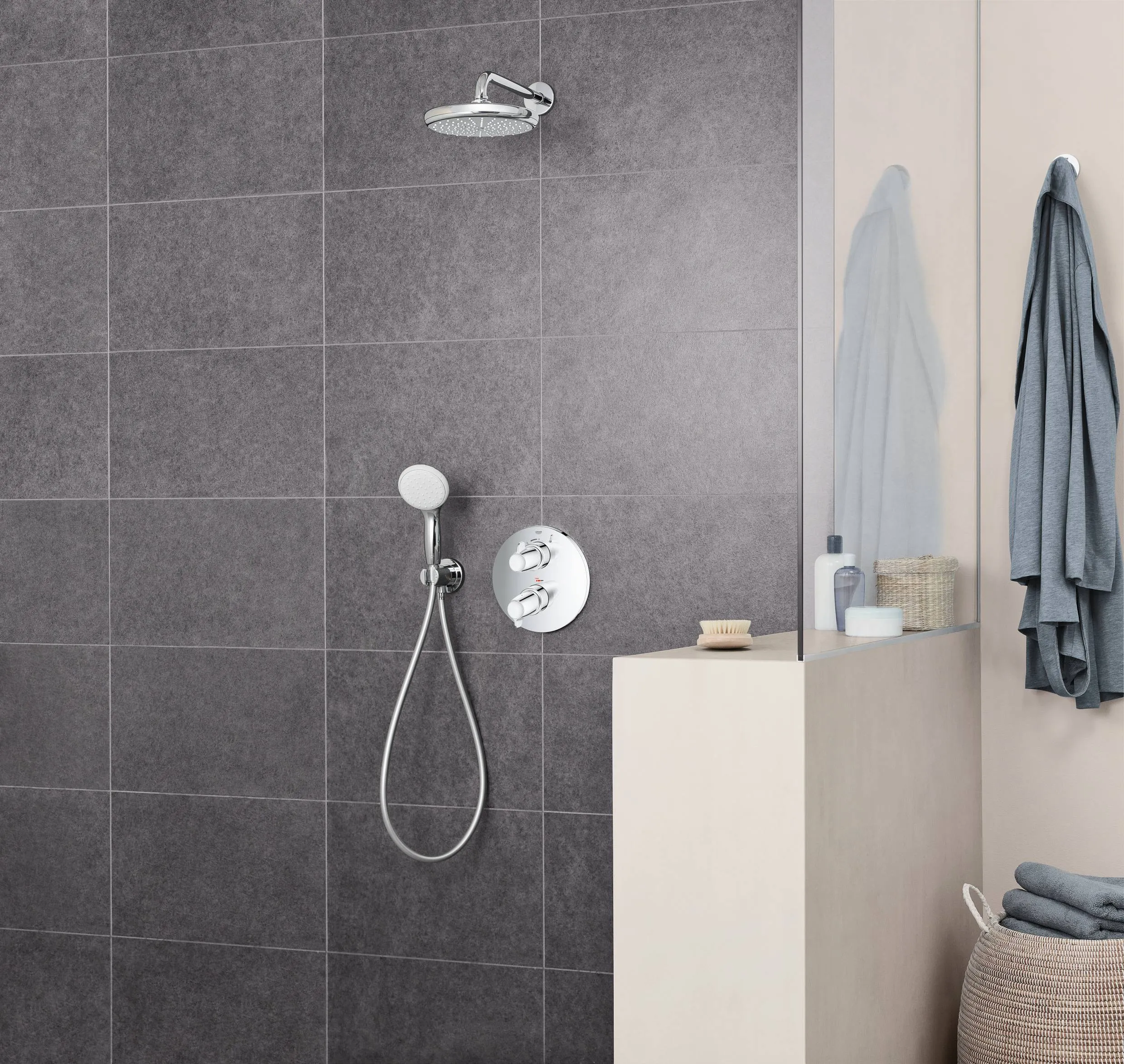 Душ верхний вид струи Grohe Tempesta 250 1, хром / белый (26668000)