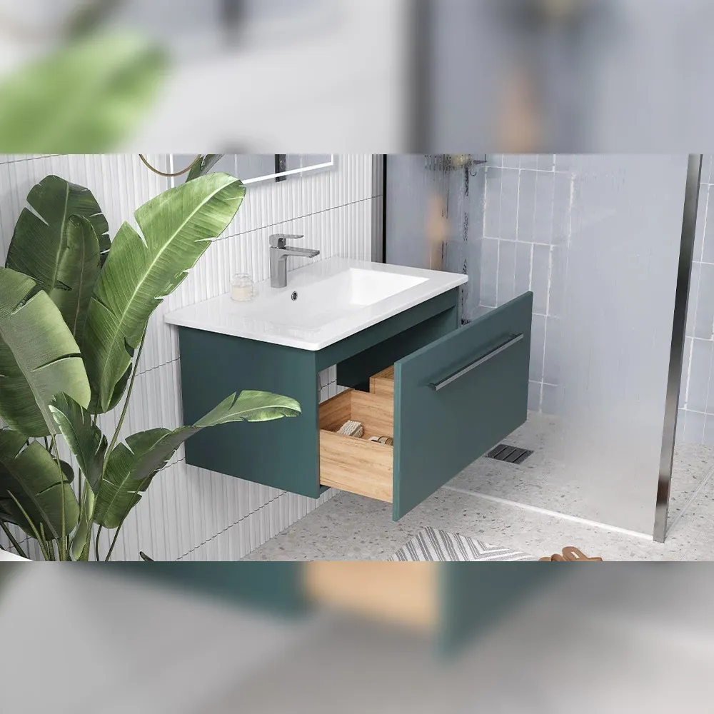 Тумба с раковиной подвесная Velvex Posse tp.POS.OSK.85.1Y верде, 85 см