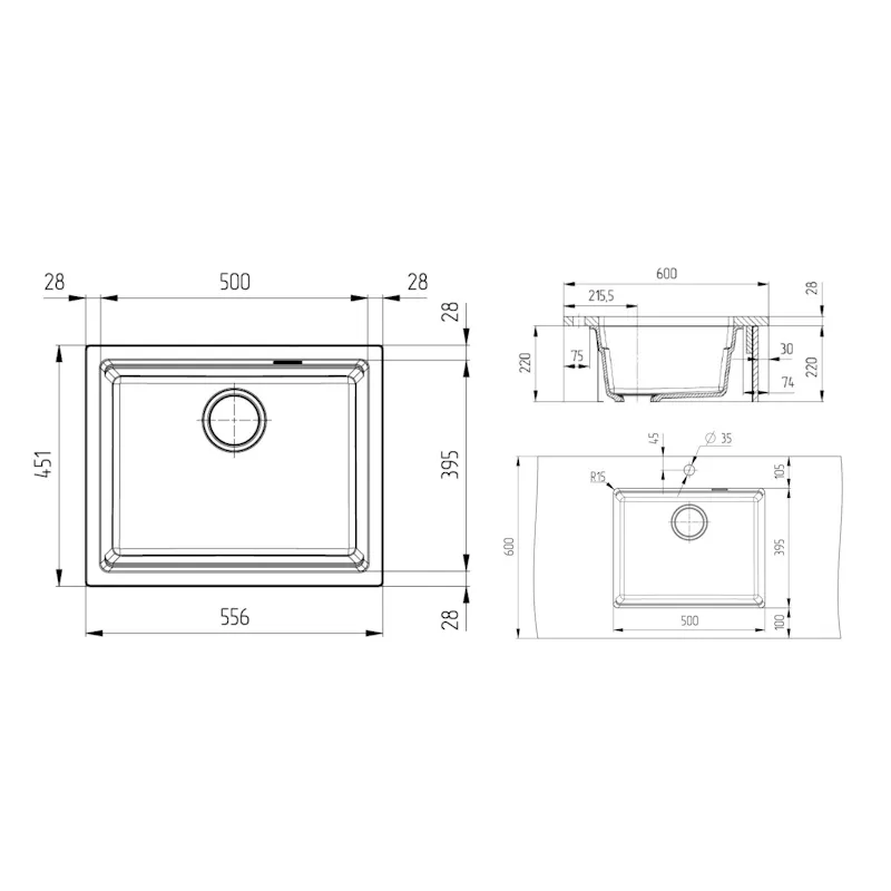 Кухонная мойка Grandex Aqua Comfort 500204, черный