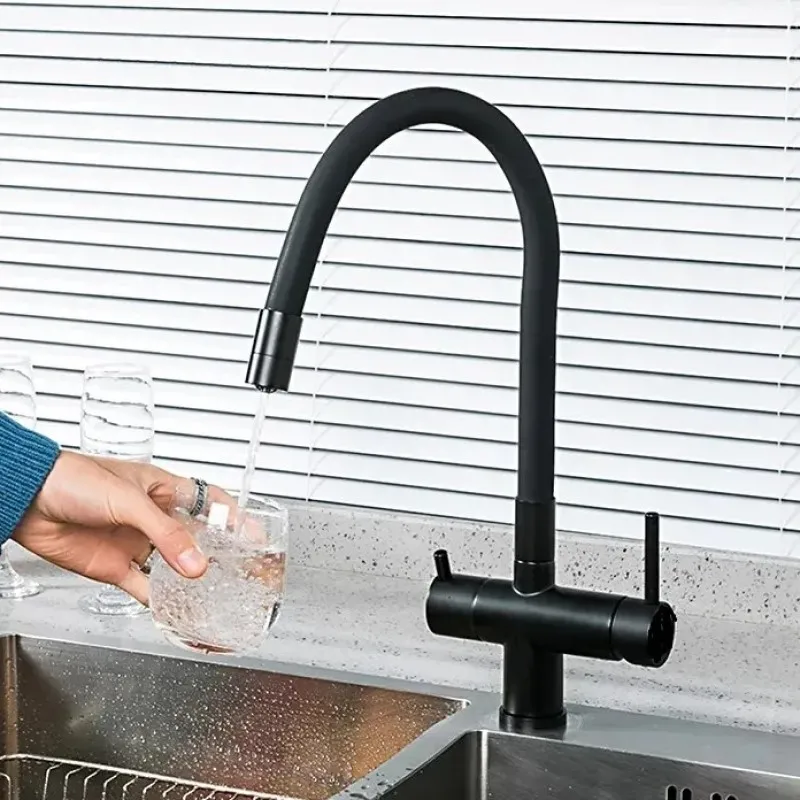 Смеситель для кухни D-Lin D159315-4A, черный