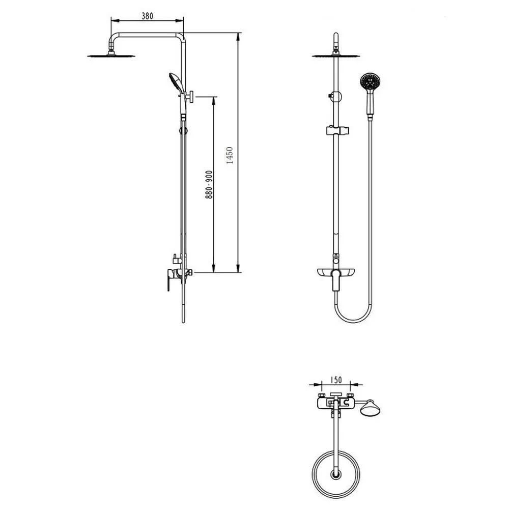 Душевая система (без излива) Grocenberg GB7095CR, хром